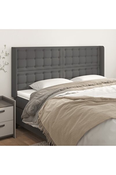 Concept Tăblie de pat cu aripioare gri 163x16x118/128 cm catifea