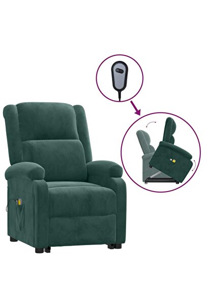 Concept Fotoliu de masaj cu ridicare, verde închis, catifea