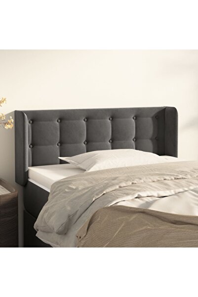 Concept Tăblie de pat cu aripioare gri închis 83x16x78/88 cm catifea