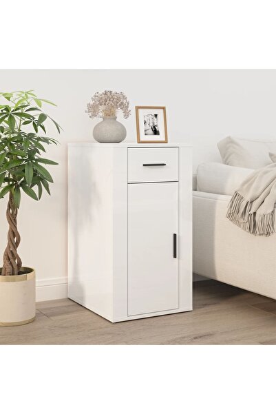 Concept Birou, alb extralucios, 40x49x75 cm, lemn prelucrat
