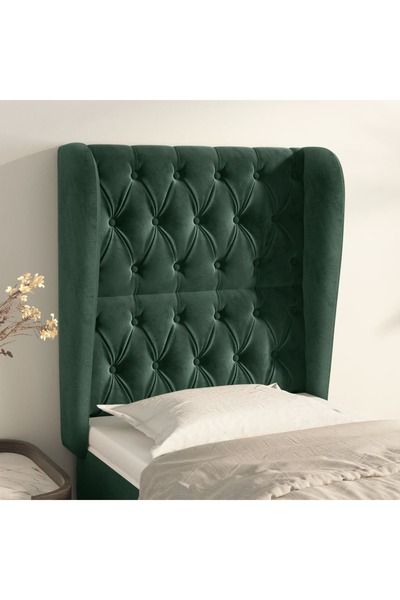 Concept Tăblie pat cu aripioare verde închis 83x23x118/128 cm catifea