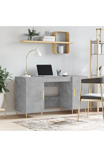 Concept Birou, gri beton, 140x50x75 cm, lemn compozit