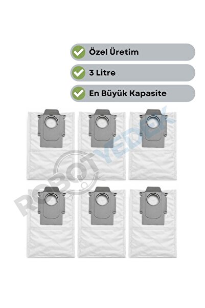 robotyedek Roborock QRevo MaxV / QRevo Pro / QRevo S Uyumlu 6 Adet Toz Çöp To...