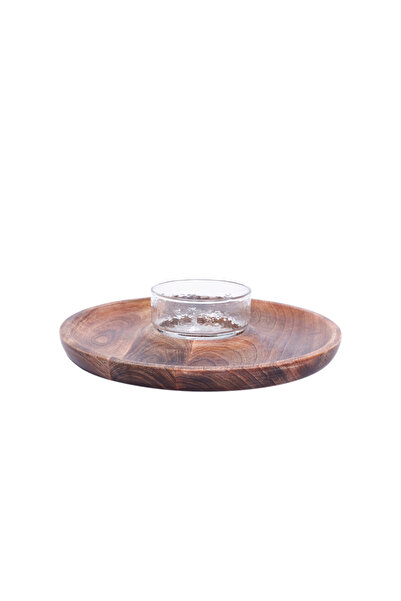 Yargıcı Mango Ağacı Cam Kaseli Servis Tabağı(20x7 Cm)