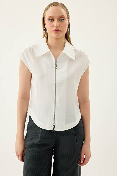 Vitrin Blouse with Front Zipper