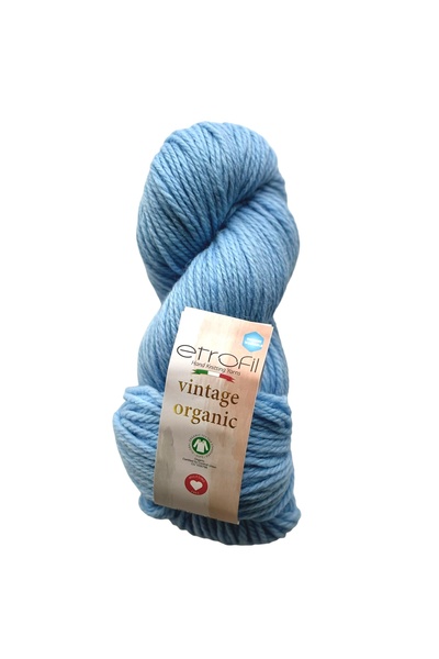 Etrofil Vintage organska pređa za pletenje nebesko plava 100% vuna 100g 120m ...