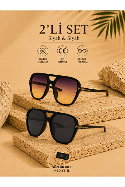 WATCHOFROYAL Set of Two Re3885 Black-Gradient Sunglasses