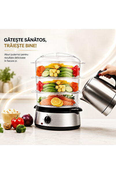 Sofia Concept Aparat de gătit cu abur din oțel Fitfoodie, 800W, 9L, temporiza...