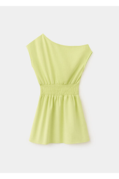 MANGO Kids Büzgülü kayık yaka elbise