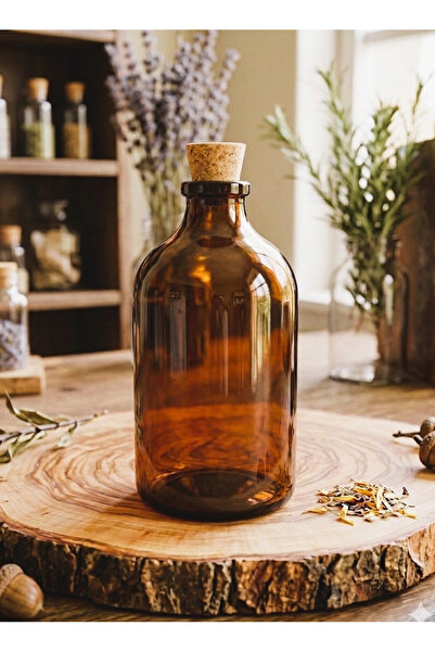 junibeliw 100 ml Boş Amber Şişe Mantar Tıpalı Cam Şişe Dekoratif Koku Şişesi ...