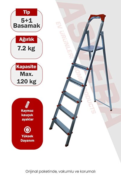ASVERA 5+1 Basamaklı Profil Merdiven – Hafif, Dayanıklı, Ev & İş Yeri Kullanı...