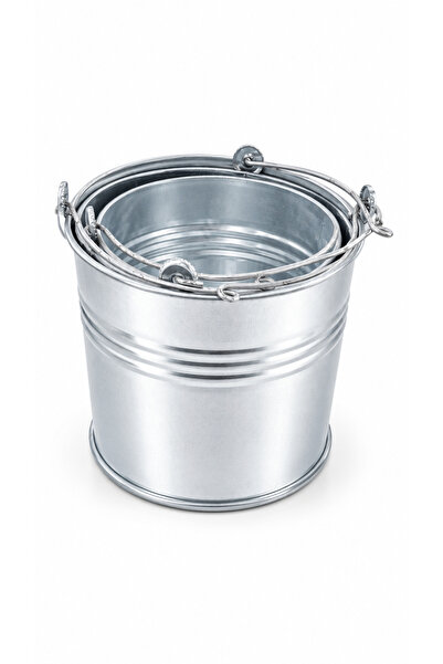 BAŞAK Metal Galvaniz Su Kovası Yuvarlak 3'lü 15 Lt 12 Lt 10 Lt