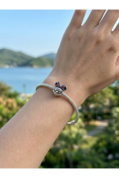 My Story Minnie Mouse Pembe Kilitli Gümüş Charm