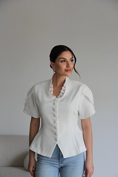 Julidress Jachetă blazer premium cu design căptușit, cu dantelă și detalii cu...