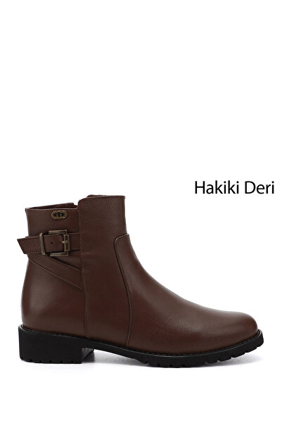 GÖNDERİ(R) Femei/Fete Maro Antique Fermoar Talpă Cauciuc Cizme din piele natu...