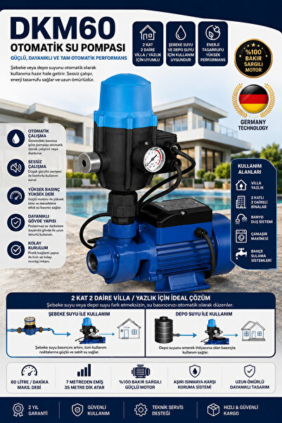 SCHUTZENGER Germany Qb Dkm60 Su Pompası 1 H Paket Hidrofor Otomatik Sistem Su...
