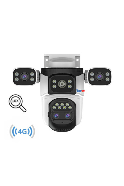 Taggo Cameră de supraveghere 4G 16MP – Zoom 10X, Viziune nocturnă color, Dete...