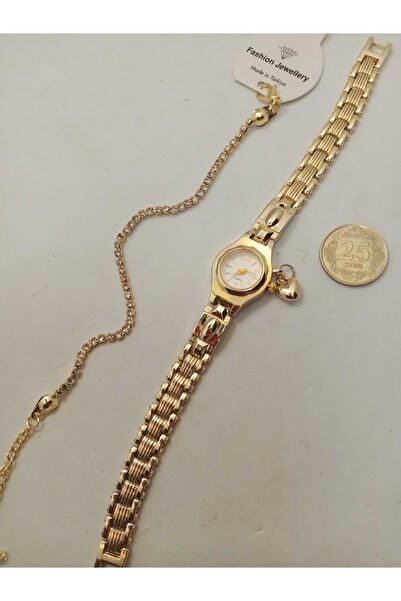 Brality Vintage TASARIM, Minimal Kadın Kol Saati GOLD Renk Kasa..BEYAZ KADRAN...
