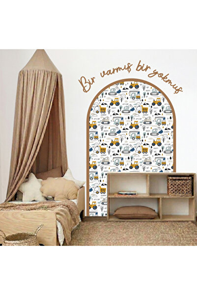 Sosyotab İş makinesi Temalı Çocuk & Bebek Odası Duvar Sticker | Bir Varmış Çe...
