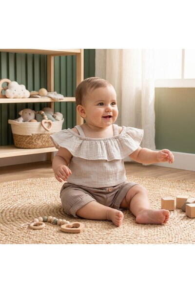 Tiffany Baby Kıds Tiffany Baby Muslin Theme Rope Strap T-Shirt 26122