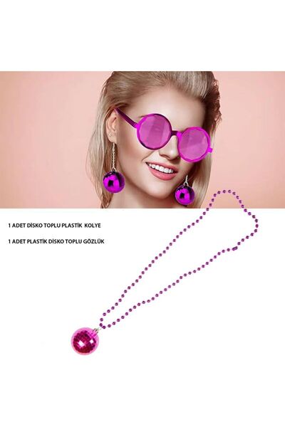 partidolu Pembe Renk 80S 90S Retro Plastik Disko Toplu Gözlük ve Plastik Disk...
