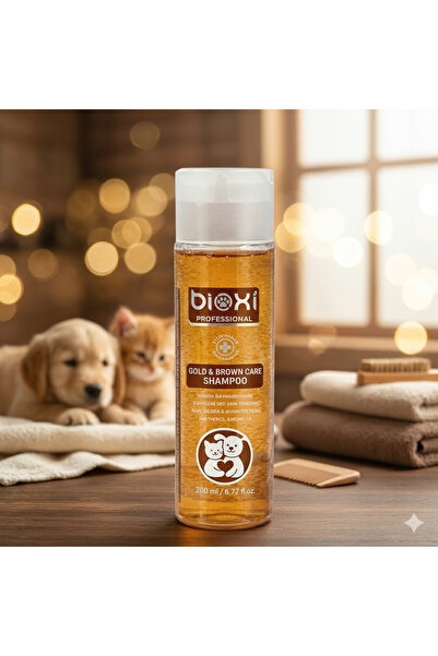 Bioxi Gold & Brown Care Shampoo 200 ml – Altın ve Kahverengi Tüylü Kedi & Köp...