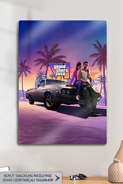 DekorHane Metalni otisak - GTA 6, Grand Theft Auto VI, Rockstar Games, sjajna...