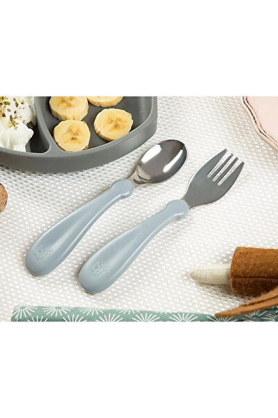 Babyjem Set de linguri cu furculiță din oțel inoxidabil 522 gri
