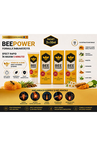 Extramall Pachet Bee Power Gel Împotriva Durerilor Reumatice 2+1 Gratuit