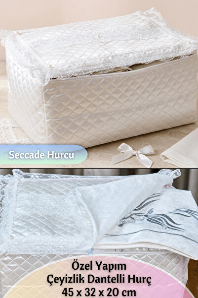 Dantelux Seccade Hurcu (Çeyizlik Dantelli Hurç) Ölçü: 45 x 32 x 20 cm