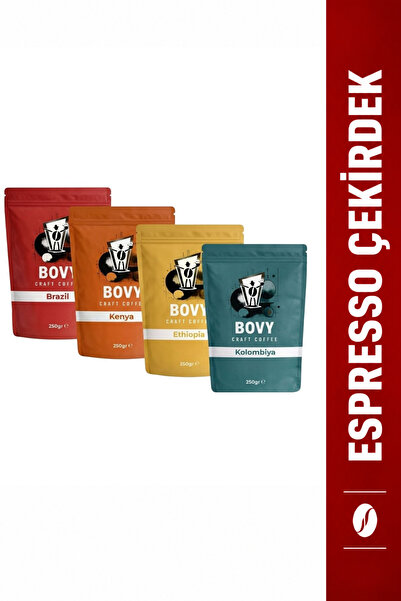 Bovy Craft Coffee 4'lü Dünya Kahveleri Espresso Kahve Seti (4X250Gr) 1 Kg- Br...