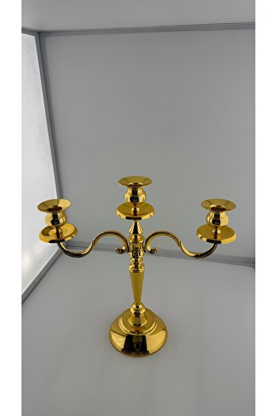 ALMASA Luxury Triple Gold Candelabra