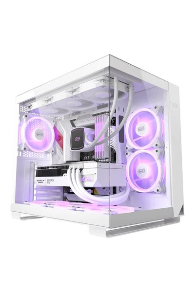 PCCOOLER Кутия Middle Tower ATX, закалено стъкло, 6 ARGB вентилатора, USB 3.2...