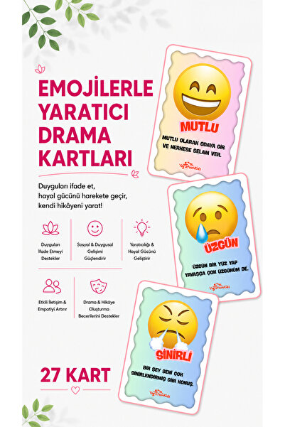 Yogatoon Kids World بطاقات الدراما الإبداعية مع الإيموجي - مجموعة 27 حامل بطا...