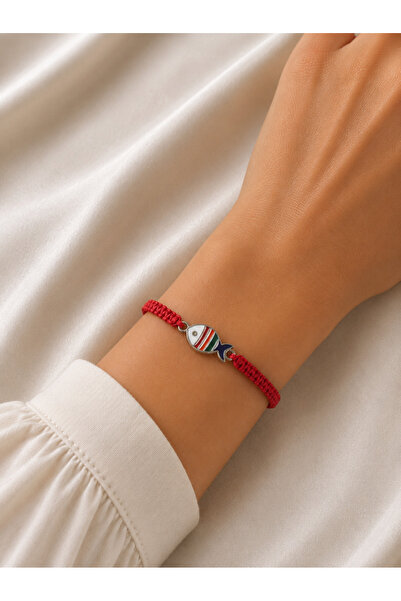 Adata Jewelry Makrome Örgülü Balık Model Bileklik Kırmızı