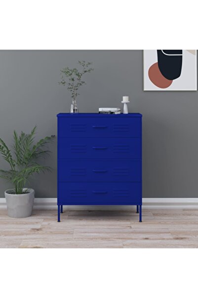 Concept Comodă cu sertare, bleumarin, 80x35x101,5 cm, oțel