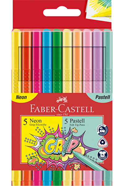 Faber Castell CARIOCA 10 CULORI PASTEL ȘI NEON GRIP FABER-CASTELL