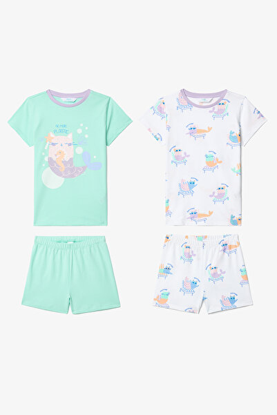 Penti Set de pijamale din bumbac Purrmaid pentru fete, 2 piese