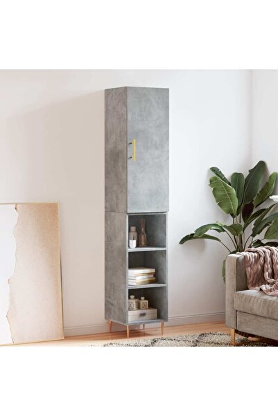 Concept Dulap înalt, gri beton, 34,5x34x180 cm, lemn prelucrat