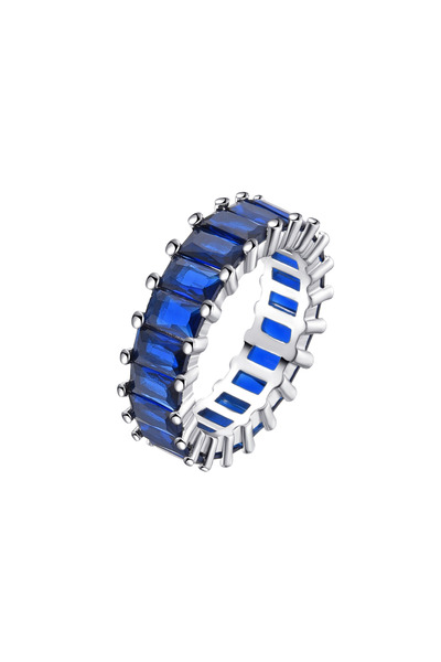 Lisa&Co. Inel Argint Rhea Blue 52 mm / Argint placat cu rodiu / Zircon albastru