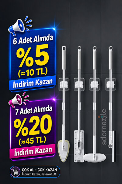 adornazzle 1 Adet Yapışkanlı Pratik Mop Tutucu, Temizlik Fırçası Tutucu, Şems...