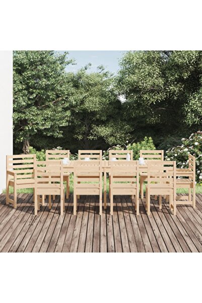 Concept Garden table set, 11 pieces, solid pine wood