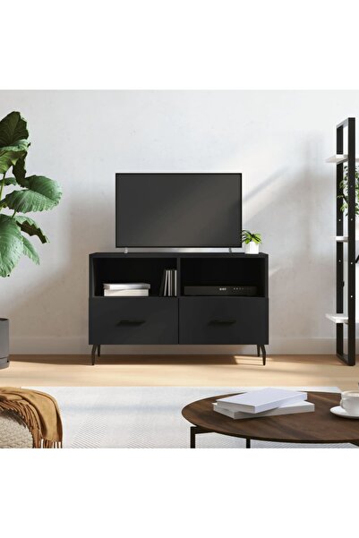 Concept Comodă TV, negru, 80x36x50 cm, lemn prelucrat