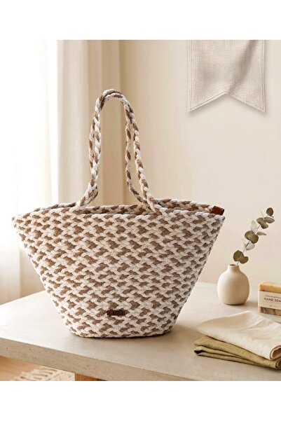 AZR HOME DESİGN Natural Jute Rope Handmade Straw Bag Beach Handbag Daily Bag2...