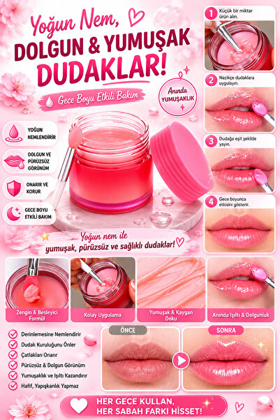 SETBEAUTY Nemlendirici Besleyici ve Onarıcı Dudak Uyku Bakım Maskesi Balm 20ML