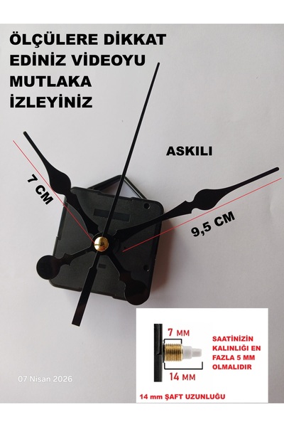 CNR SHOP Saat Mekanizması 14 MM ŞAFT BOYU Saat Motoru Sessiz Çalışır Akar Akr...