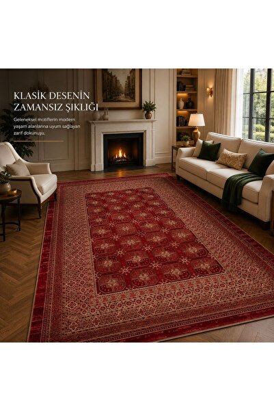 Neşem Halı Boutique EKOHALI Kybele KYB 03 Red Otantik ve Klasik Desenli, Sıca...