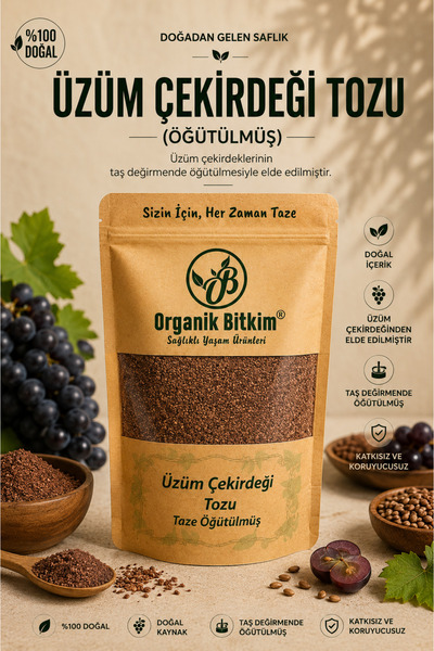 OB Organik Bitkim Toz Üzüm Çekirdeği (ÖĞÜTÜLMÜŞ) 150 gr