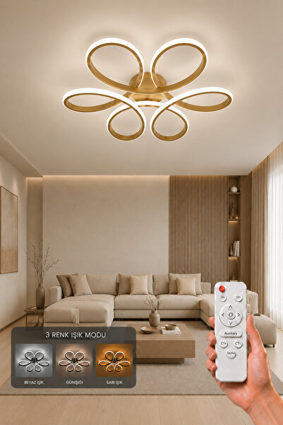 AvizeGO Niva LED Plafonyer Avize 3 Renk Kumandalı