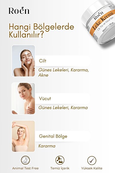 Roen Leke Kremi, Kararma Ve Akne Lekeleri, Glutatyon Içeren Leke Kremi Beyazlatıcı Kremi (50mlx2)
